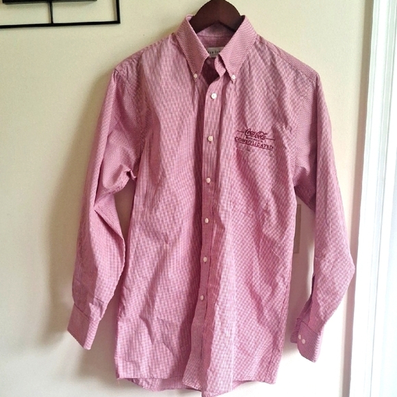 Van Heusen Other - Van Heusen Pink Gingham Mens Button Down Shirt Size Small